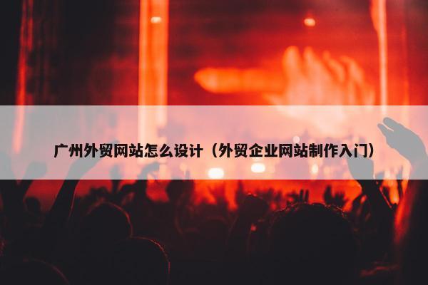 广州外贸网站怎么设计（外贸企业网站制作入门）