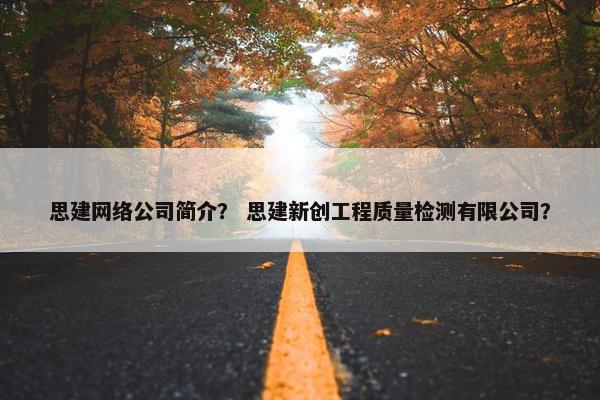 思建网络公司简介？ 思建新创工程质量检测有限公司？