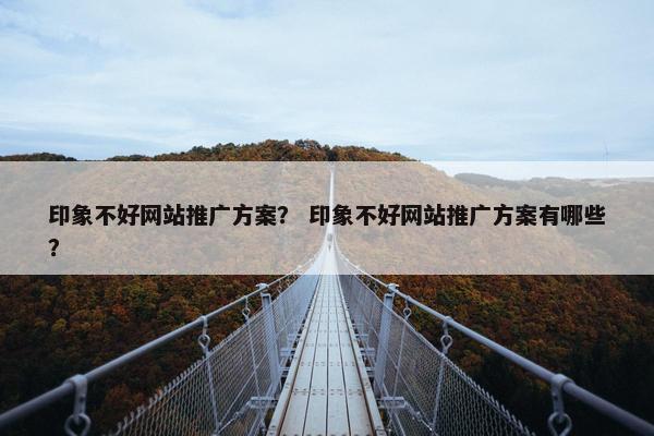 印象不好网站推广方案？ 印象不好网站推广方案有哪些？