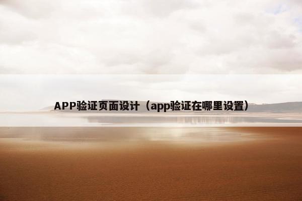 APP验证页面设计（app验证在哪里设置）