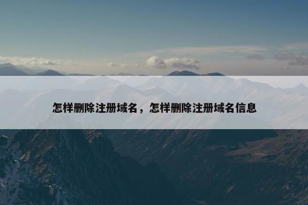 怎样删除注册域名，怎样删除注册域名信息