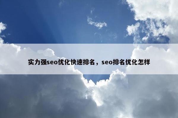 实力强seo优化快速排名，seo排名优化怎样