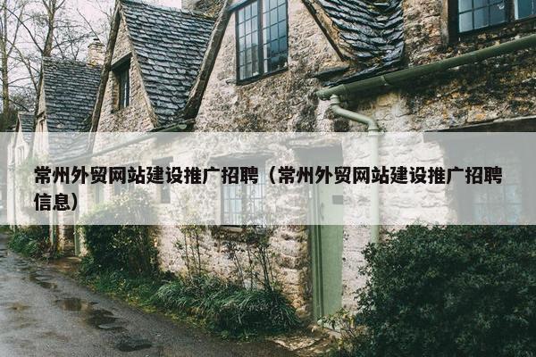 常州外贸网站建设推广招聘（常州外贸网站建设推广招聘信息）