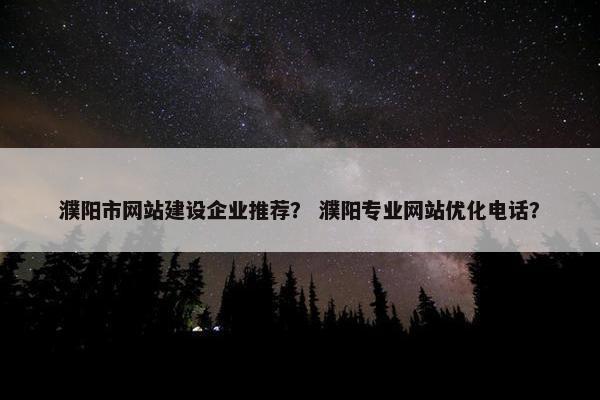 濮阳市网站建设企业推荐？ 濮阳专业网站优化电话？