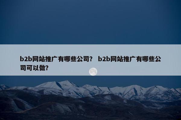 b2b网站推广有哪些公司？ b2b网站推广有哪些公司可以做？