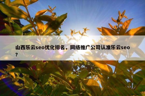 山西乐云seo优化排名，网络推广公司认准乐云seo?