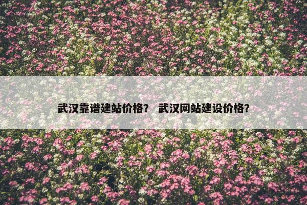武汉靠谱建站价格？ 武汉网站建设价格？