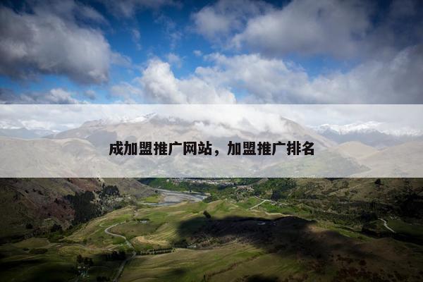 成加盟推广网站，加盟推广排名