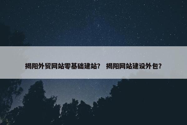揭阳外贸网站零基础建站？ 揭阳网站建设外包？