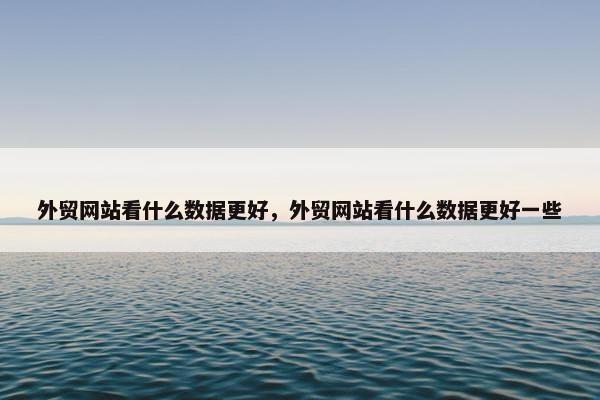 外贸网站看什么数据更好，外贸网站看什么数据更好一些