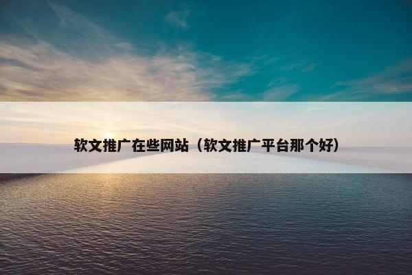 软文推广在些网站（软文推广平台那个好）