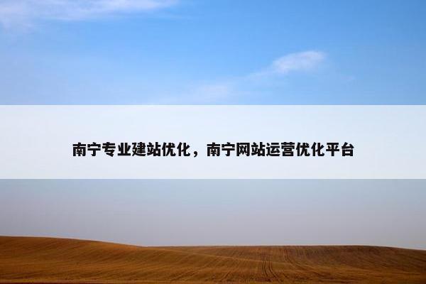 南宁专业建站优化，南宁网站运营优化平台