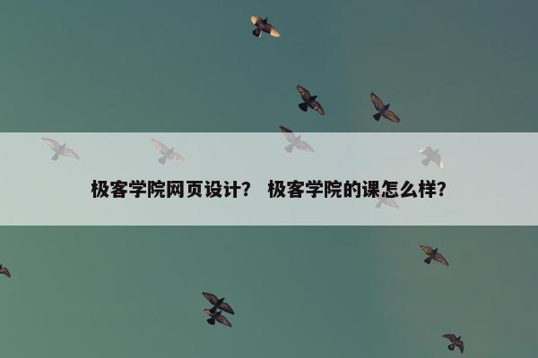 极客学院网页设计？ 极客学院的课怎么样？
