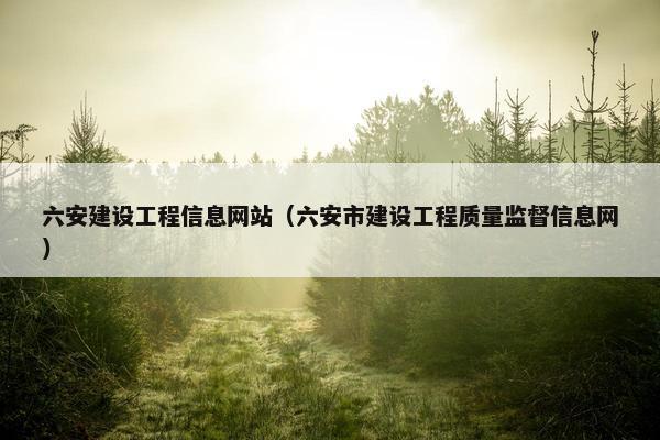 六安建设工程信息网站（六安市建设工程质量监督信息网）