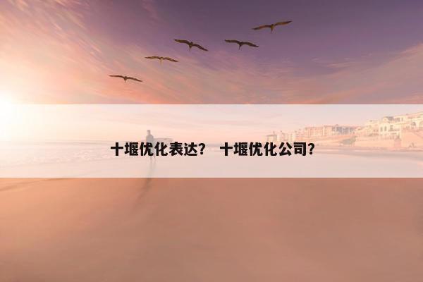 十堰优化表达？ 十堰优化公司？