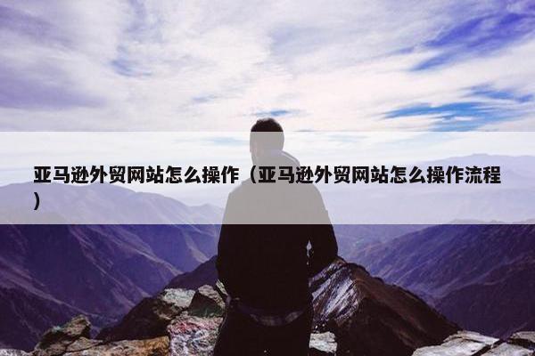 亚马逊外贸网站怎么操作（亚马逊外贸网站怎么操作流程）