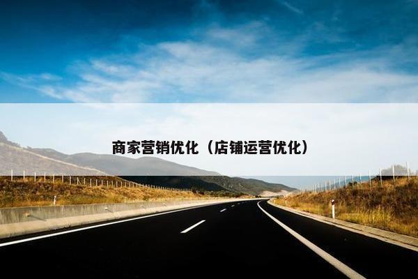 商家营销优化（店铺运营优化）