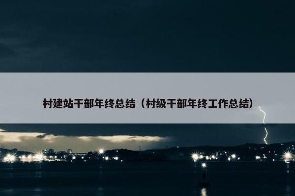 村建站干部年终总结（村级干部年终工作总结）