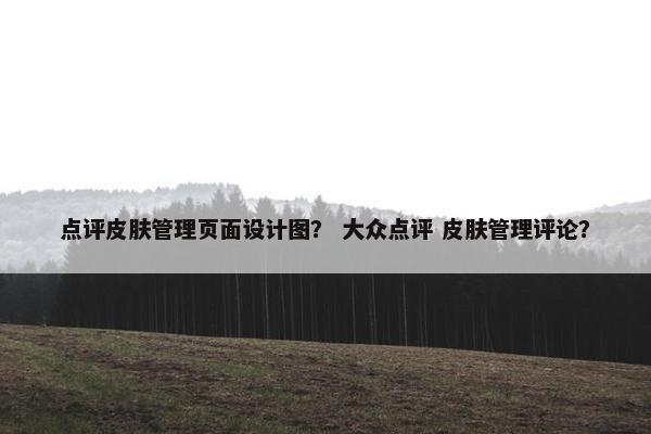 点评皮肤管理页面设计图？ 大众点评 皮肤管理评论？