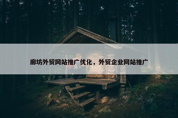 廊坊外贸网站推广优化，外贸企业网站推广