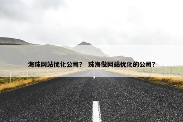 海珠网站优化公司？ 珠海做网站优化的公司？