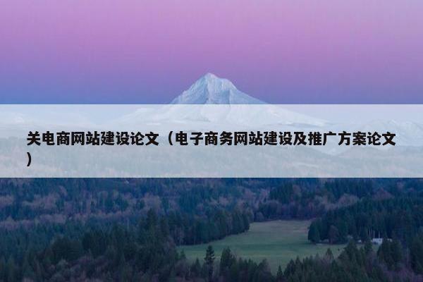关电商网站建设论文（电子商务网站建设及推广方案论文）