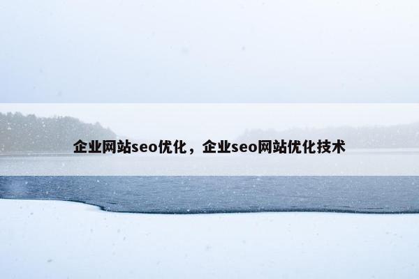 企业网站seo优化，企业seo网站优化技术