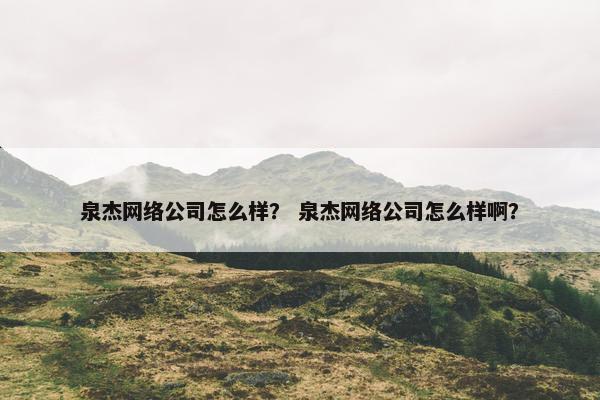 泉杰网络公司怎么样？ 泉杰网络公司怎么样啊？