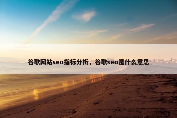 谷歌网站seo指标分析，谷歌seo是什么意思