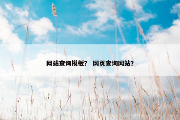 网站查询模板？ 网页查询网站？