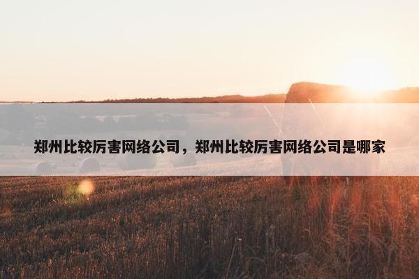 郑州比较厉害网络公司，郑州比较厉害网络公司是哪家