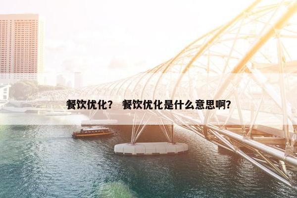 餐饮优化？ 餐饮优化是什么意思啊？