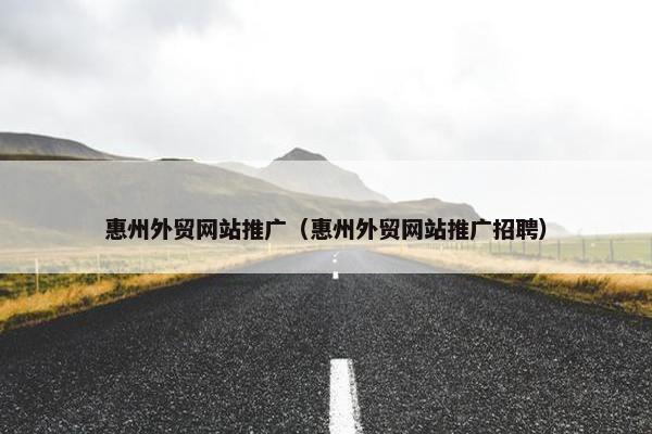 惠州外贸网站推广（惠州外贸网站推广招聘）