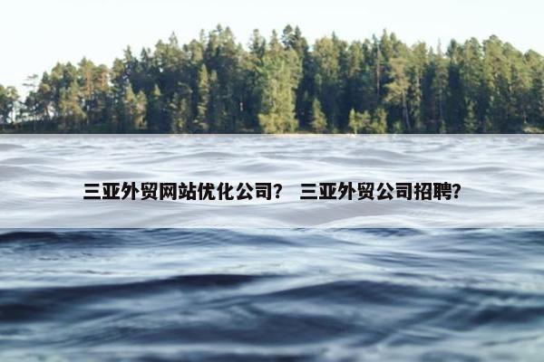 三亚外贸网站优化公司？ 三亚外贸公司招聘？