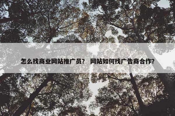 怎么找商业网站推广员？ 网站如何找广告商合作？