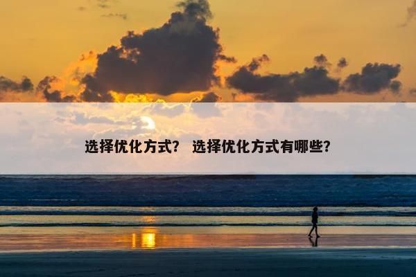 选择优化方式？ 选择优化方式有哪些？