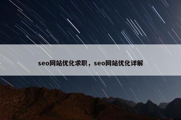 seo网站优化求职，seo网站优化详解