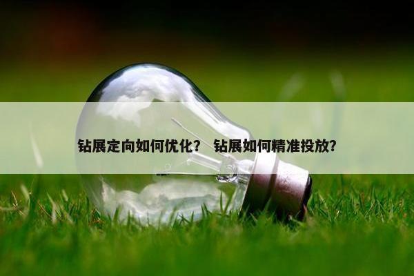 钻展定向如何优化？ 钻展如何精准投放？