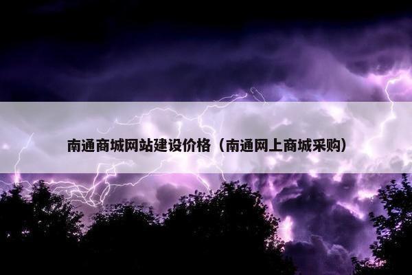 南通商城网站建设价格（南通网上商城采购）
