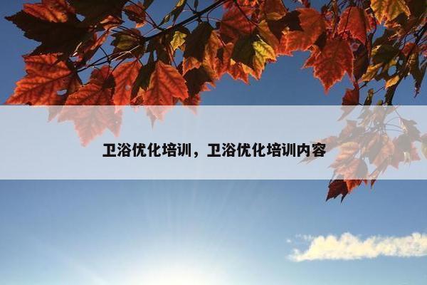 卫浴优化培训，卫浴优化培训内容