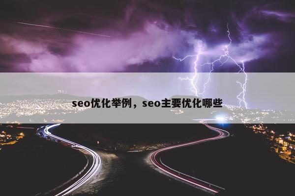 seo优化举例，seo主要优化哪些