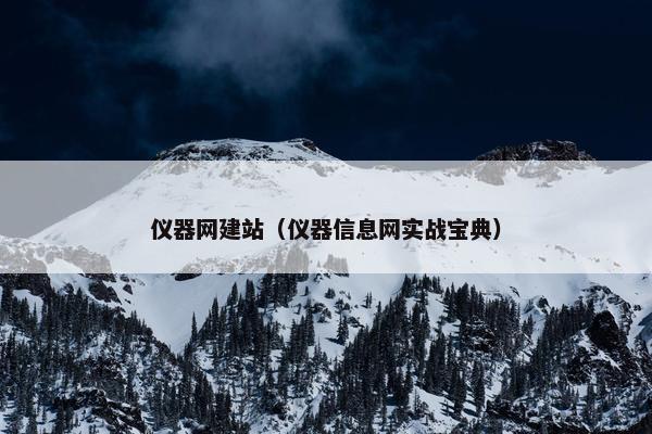 仪器网建站（仪器信息网实战宝典）
