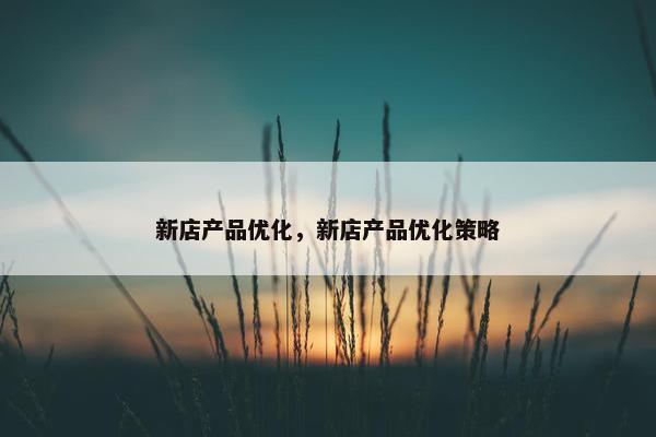 新店产品优化，新店产品优化策略