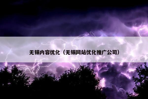 无锡内容优化（无锡网站优化推广公司）
