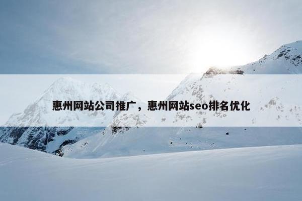 惠州网站公司推广，惠州网站seo排名优化