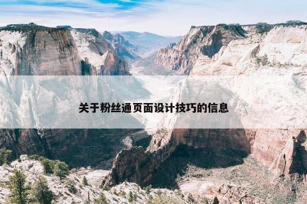 关于粉丝通页面设计技巧的信息