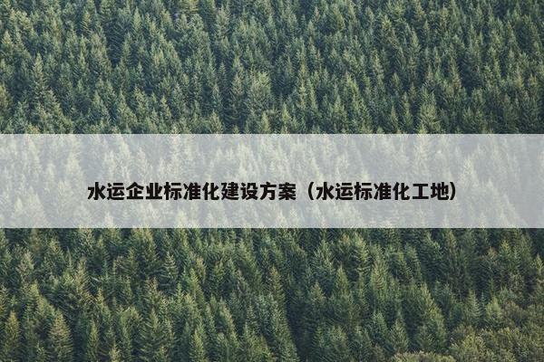 水运企业标准化建设方案（水运标准化工地）