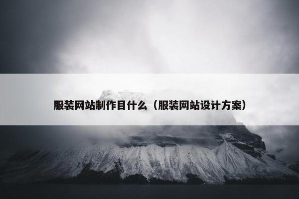 服装网站制作目什么（服装网站设计方案）