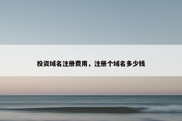 投资域名注册费用，注册个域名多少钱
