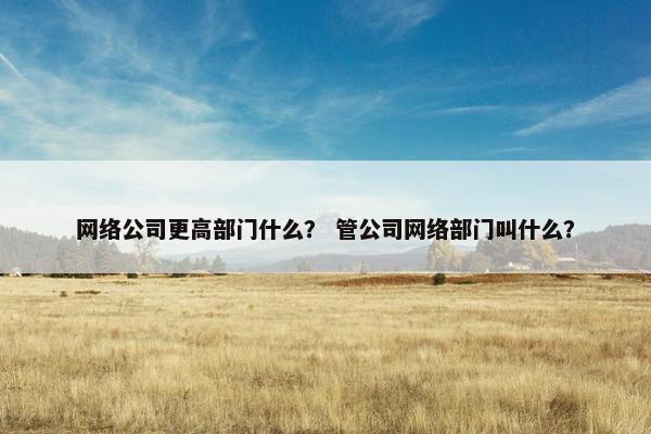 网络公司更高部门什么？ 管公司网络部门叫什么？